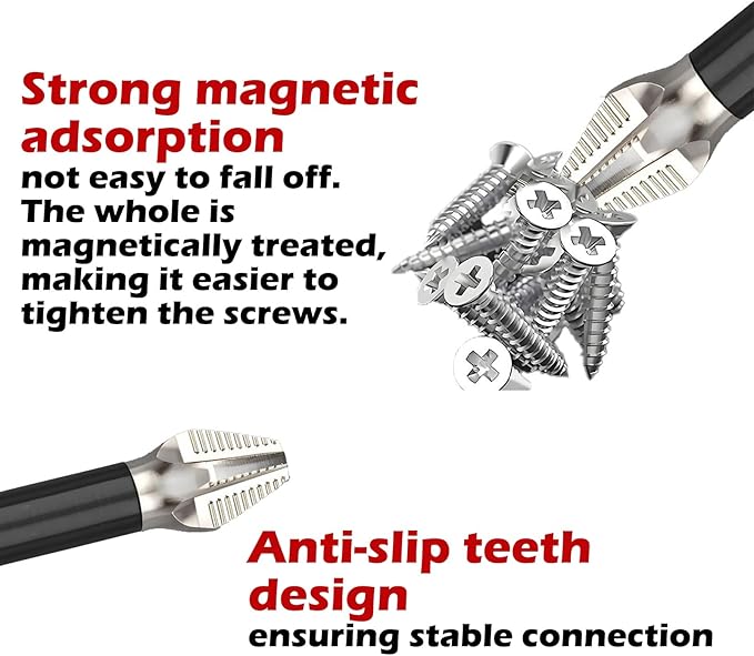High Magnetic Screwdriver Drill Bit Set, 2025 Upgraded Anti Slip Magnetic Electric Screwdriver Set, S2 Alloy Steel Non Slip Strong Magnetic Screwdriver Bits for Impact Driver and Hand Drill (6 Pcs)
