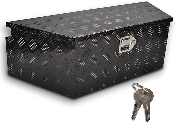 39'' Aluminum Trailer Tongue Toolbox,Waterproof utility trailer tool box竊똓V Trailer, ATV with Lock & Keys, Black(39"x16.5"x12")