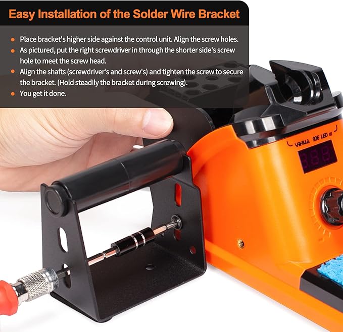 YIHUA 926 III 60W LED Display Soldering Iron Station Kit w 2 Helping Hands, 6 Extra Iron Tips, Roll of Lead-Free Solder, Solder Sucker, S/S Tweezers, 째C/쨘F Conversion, Auto Sleep & Calibration Support