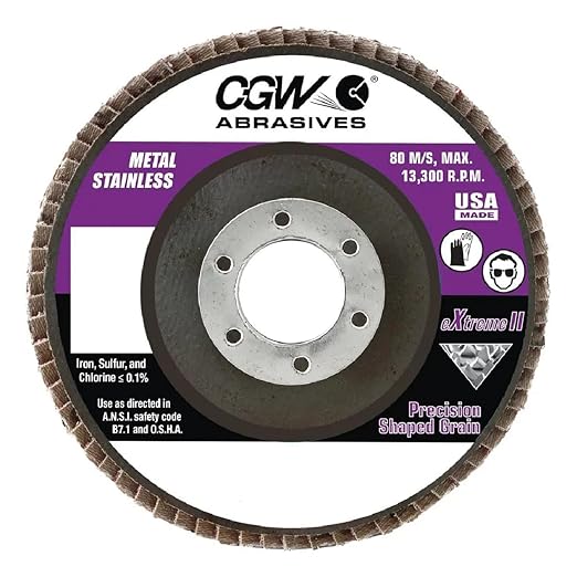 CGW Abrasives PSG Extreme II Flap Discs 43842-4-1/2 X 5/8-11 T27 PSG 60 (Pack of 10)