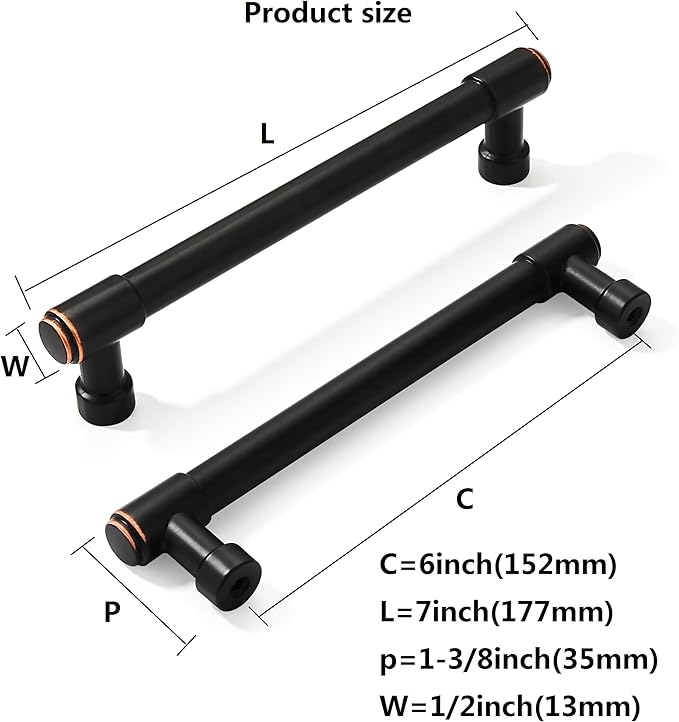 khtumeware 10 Pack Oil Rubbed Bronze Cabinet Pulls 6 Inch(152mm) Hole Centers Kitchen Cabinet Handles Cabinet Hardware Kitchen Handles for Cabinets Cupboard Handles Drawer Pulls