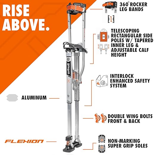 SurPro Double-Sided Drywall Stilts, Aluminum Base, 21??- 31??Height, QuadLock Contractor-Grade Stilts with Patented Flexion Foot System (S2X-A-2131) for Drywallers, Painters, Stilts Drywall