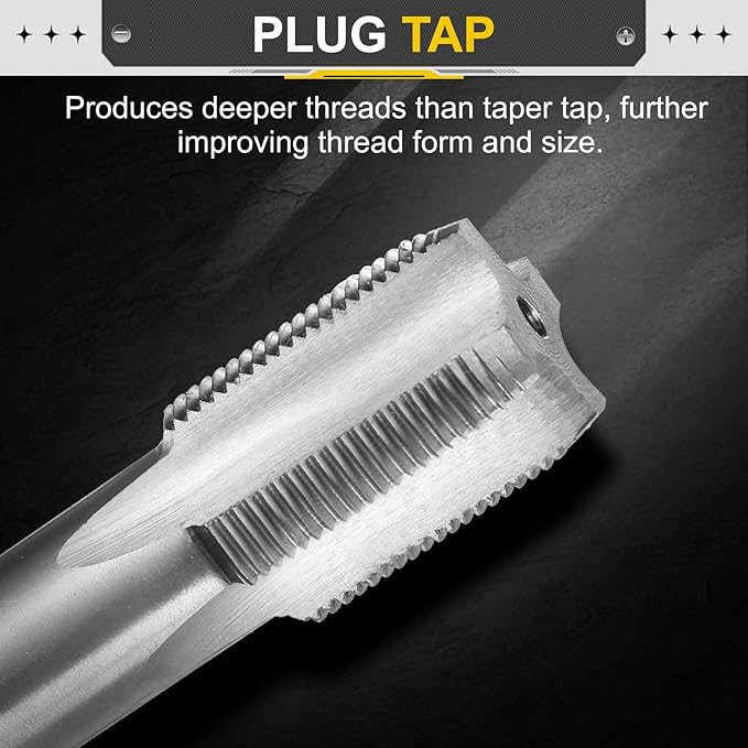 uxcell Hand Plug Tap M16 x 1 H2 Metric Thread Plug Style Taps Straight Flute Screw Tapping Threading Tool High Speed Steel HSS6542