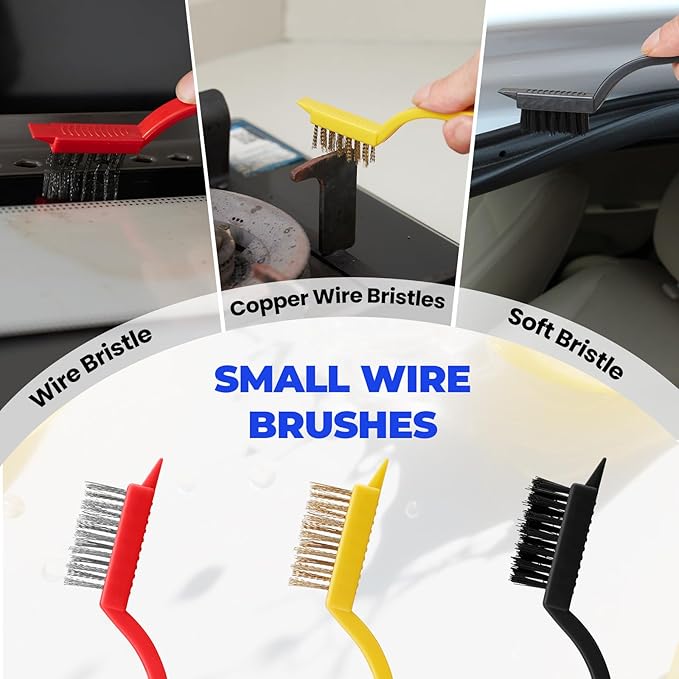 10 Pack Crevice Cleaning Brush Set,Hard Bristle Crevice Cleaning Brush,Wire Brushes and Straw Brush,Crevice Cleaning Tool for Kitchen, Faucets，Grout,Bathroom, Corners, Tight Spaces,Sink and Gas Stove