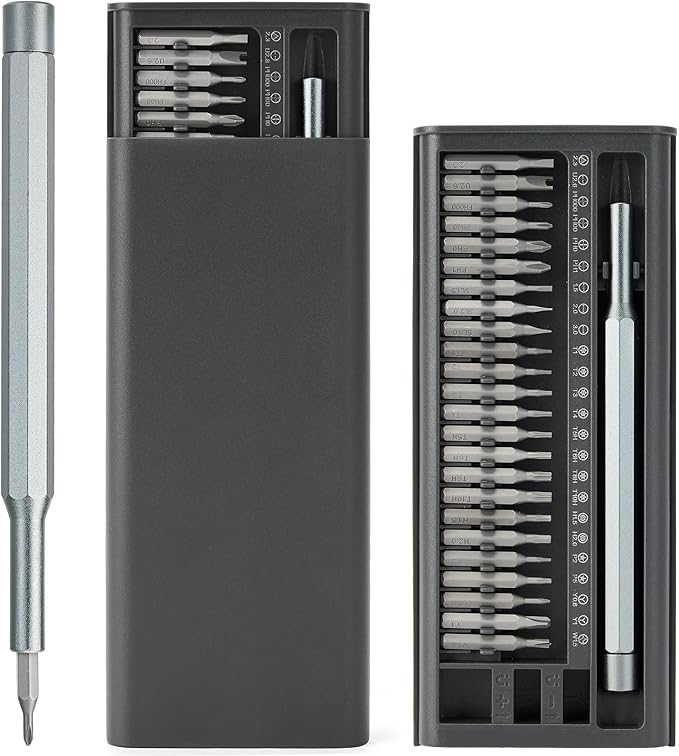 Precision Screwdriver Set, 25-in-1 Magnetic Mini Screwdriver Kit with Torx, Phillips & Flathead Bits for Electronics Repair, Laptop, Phone, Watch, PC, Gray