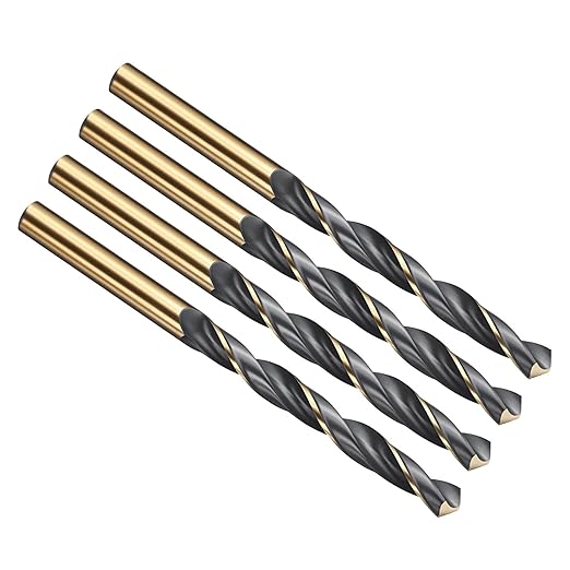 PATIKIL 6.5mm Drill Bit, Jobber Straight Shank 4341 High-Speed Steel 118째 Black and Gold Finish for Medium-Hard Metal Steel Acrylic - 4 Pack