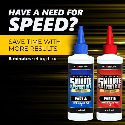 8 oz. XL Starbond 5 Minute Epoxy Pro Kit??Flexible Toughened (2,600 lb Shear Strength), Easy to Use, Fast Setting Glue ??Compatible with Metal, Plastic, Wood, Ceramics, Glass and More