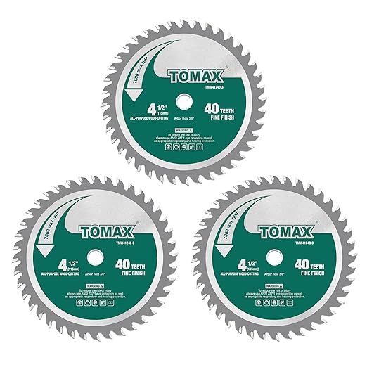 TOMAX 3 Pack 4-1/2 Inch 40 Tooth ATB Finishing Saw Blade with 3/8-Inch Arbor