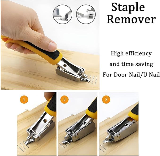 3-Piece Staple Remover Tool Set, Upholstery Tack Puller, Nail Remover for Furniture, Carpet, Wood