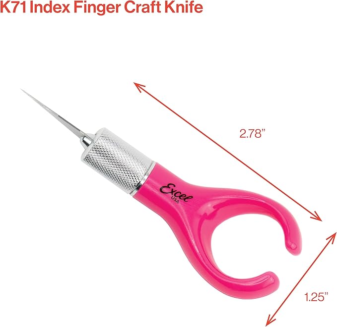 Excel Blades K71 Fingertip Craft Knife ??7-Inch Ergonomic Hobby Knife with Finger Loop ??Precision Cutting Tool for Paper, Vinyl, Foam, and Stencils ??Includes #11 Blade and Safety Cap ??Pink