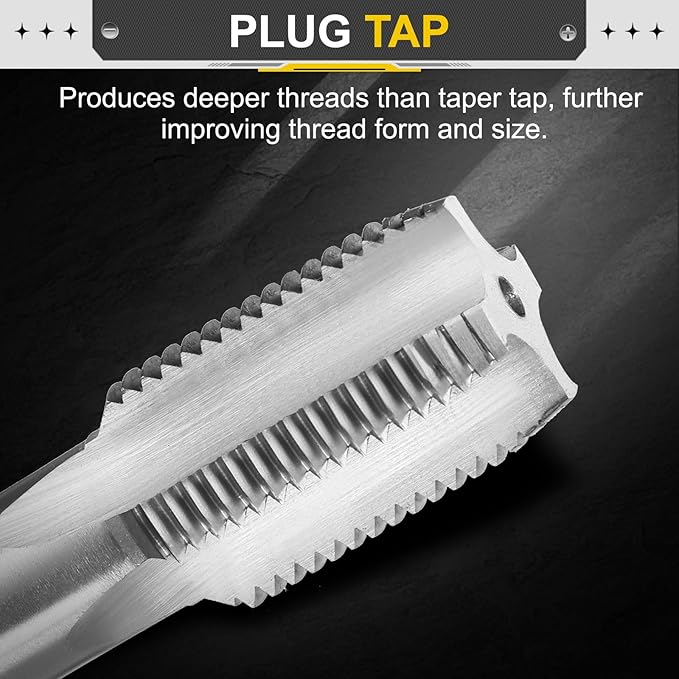uxcell Hand Plug Tap M22 x 2 H2 Metric Thread Plug Style Taps Straight Flute Screw Tapping Threading Tool High Speed Steel HSS6542
