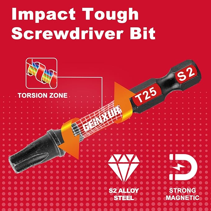 Impact Torx Screwdriver Bits Set,22 Pcs 1"/2" Magnetic (T7-T40) S2 Steel Multi Star Insert Power Bit and Bit Holder with Storage Organizer
