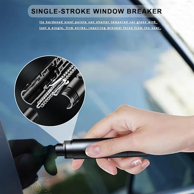 2-in-1 Emergency Car Escape Tool - Spring-Loaded Window Breaker & Seatbelt Cutter, Compact Lifesaver for Families, Portable Keychain Design (Red)