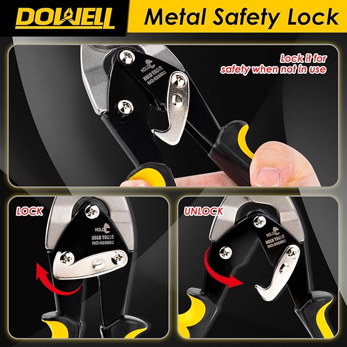 DOWELL 10 Inch Aviation Tin Snips Straight, Heavy Duty Cut Metal Shears for Sheet Metal, Chrome Vanadium Steel Blade, Ideal for DIY Enthusiasts, Handymen and Industrial Repairs