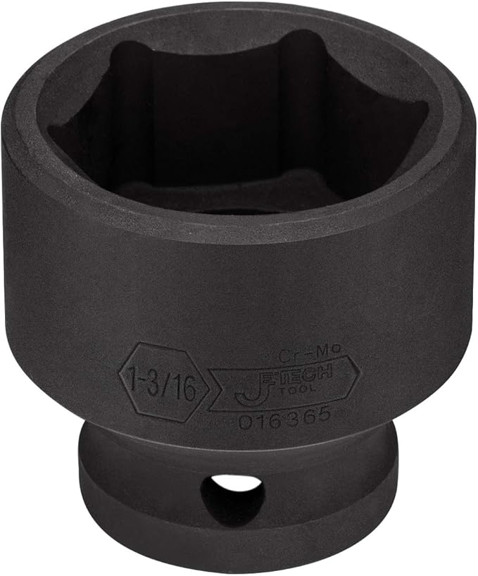Jetech 1/2 Inch Drive 1-3/16 Inch Standard Impact Socket, Made with Chrome Molybdenum Alloy Steel, Heat Treated, 6-Point Design, SAE