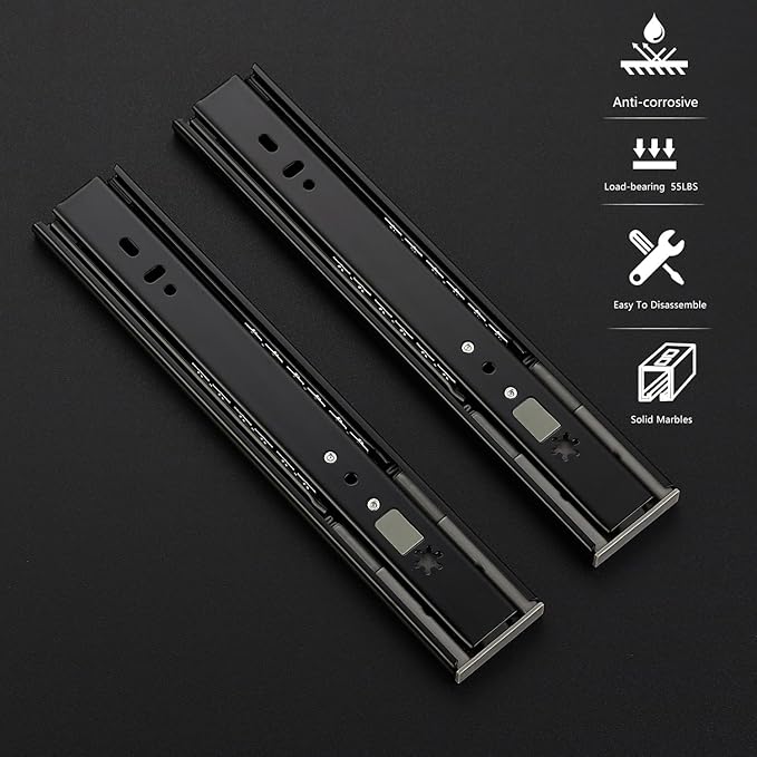 Ravinte 10 Inch Soft Close Drawer Slides 5 Pairs 10 Pack Black Full Extension Ball Bearing Drawer Glide Side Mount