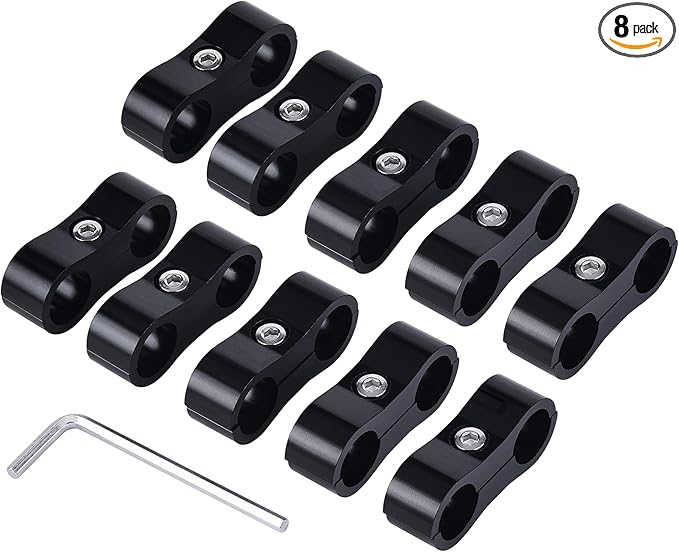 EVIL ENERGY Hose Separator Clamp,Fuel Line Mounting Clamp Aluminum Black (8, AN10)