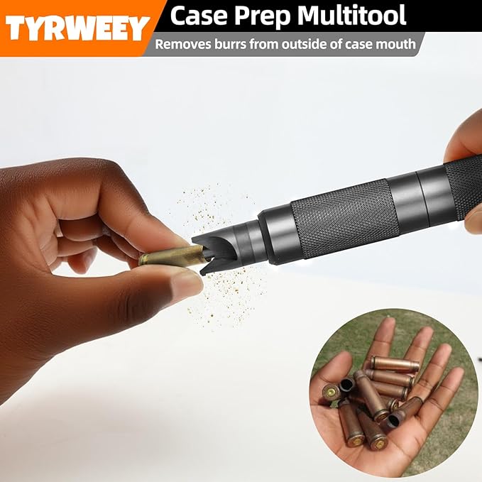 Case Prep Multitool, Case Chamfer Deburring Tools for Reloading, Primer Pocket Reamers and Cleaners for Removing Crimps(Black)