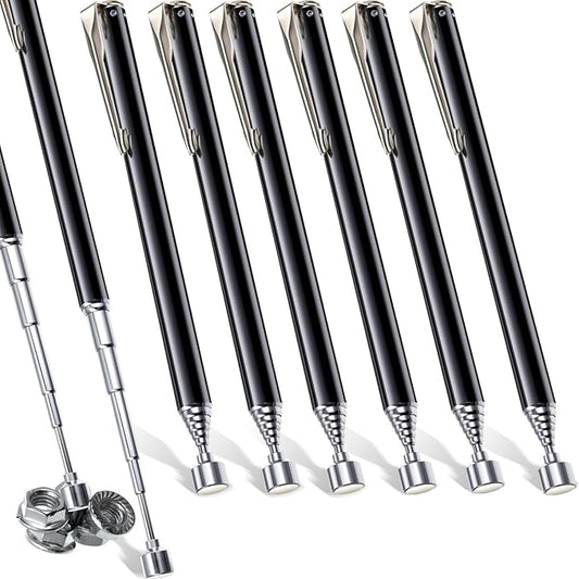 Patelai 8 Pieces Telescoping Magnetic Pick up Tool Grabbers Reacher Tools with Pocket Clip 25 Inch Telescopic Retrieving Magnet Gift for Man, Father, Mechanic, Handyman, Husband (Black)