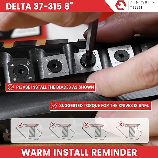 FINDBUYTOOL Helical Cutterhead for Delta 37-315 8" Jointer, 32 Carbide Inserts, Silent Operation and Tear-Free Surfacing