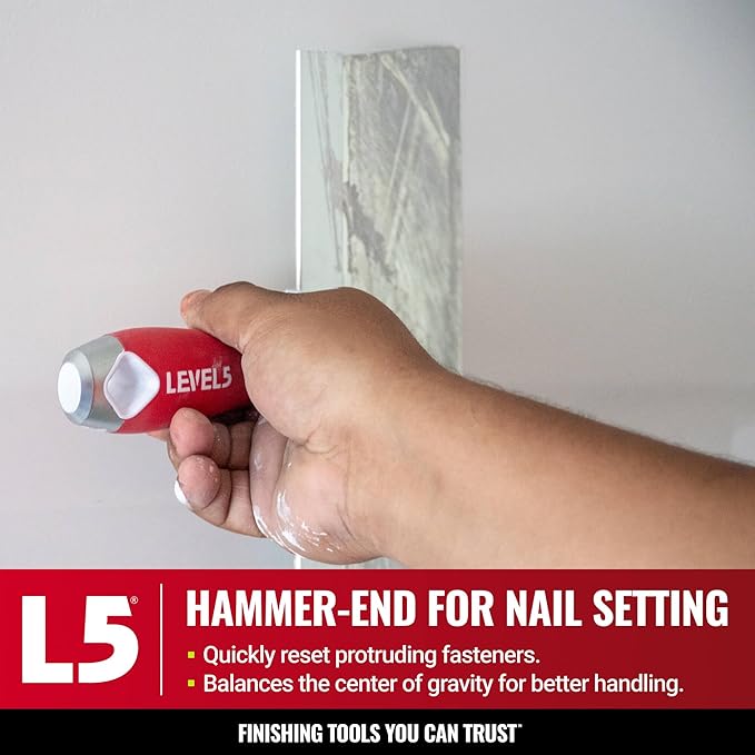 14" Soft-Grip Stainless Steel Taping Knife - LEVEL5 | Pro-Grade | Metal Hammer End | 5-138