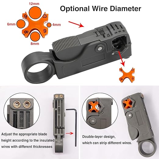 Taiss Coax Cable Crimper Tool Kit with 20 PCS F Style RG59 RG6 Compression connectors,Coaxial Cable Stripper,Coaxial Cable Compression Tool Kit,coaxial Cable Crimper