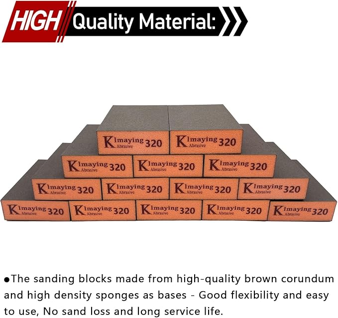 Sanding Sponge, 320 Grit Assortment Sanding Block, Wet and Dry Dual-use Sander Sponges for Drywall Metal, Sandpaper Sponge for Wood, Washable and Reusable, 20 Pack