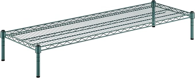 18" x 54" x 8" Green Epoxy Wire Storage Shelf, Dunnage Rack, Commercial 1 Tier Small Shelf