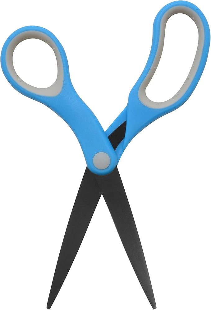 Westcott 55849 8-Inch Non-Stick Titanium-Bonded Scissors For Office and Home, Blue/Gray, 2 Pack
