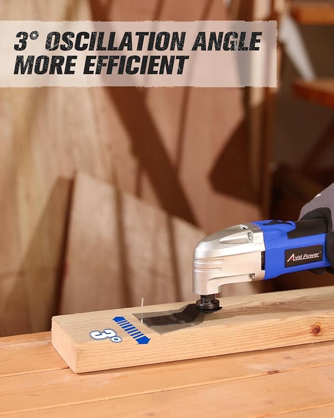 AVID POWER Oscillating Tool, 22000 OPM Electric Oscillating Multi Tool with 3째Oscillation Angle, Cutting, Sanding, Grinding, Scraping, 11 Accessories & Universal Interface-Blue