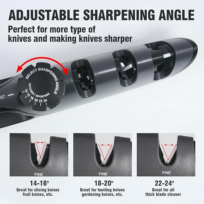 Knife Sharpener, Coarse and Fine Slots, Scissor Sharpening Slot