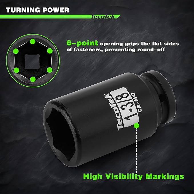 3/4" Drive Deep 6-Point Impact Socket Set, 17-Piece Jumbo Assortment, Cr-Mo, SAE (1-Inch to 1-1/2-Inch) and Metric (26mm to 38mm), 1/2" F to 3/4" M Impact Socket Adapter