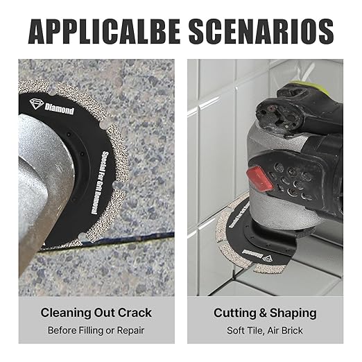 5PCS Diamond Oscillating Saw Blades, Universal Multitool Blades for Grit Grout Removal, Quick Release Multi Tool Kit for Tile, Air Brick, Cement, Concrete, Masonry