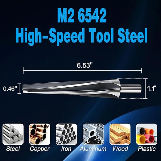 7 Degree Ball Joint Tapered Reamer 1-1/2??Per Foot Taper??M2 6542 High-Speed Tool Steel, Universal Reamer Tie Rod Drill Bit for Automotive & Construction ??Precise & Durable with Easy Grip Design