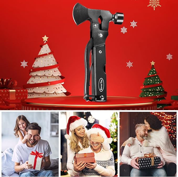 RoverTac 14-in-1 Multitool Camping Axe ??Multi Tool with Knife, Hammer, Saw, Screwdrivers, Bottle Opener ??Camping Tool with Sheath ??Tool Gifts for Men, Dad, Husband, and Outdoor Enthusiasts.