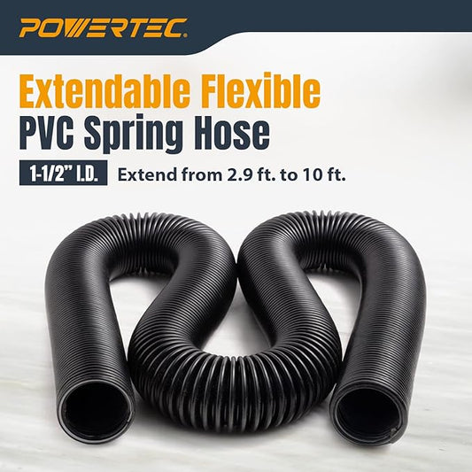POWERTEC Power Tool Hose Kit with 10??Vacuum Hose, 4 Quick Change Adapters & Threaded Coupler ??Dust Collector Hose Kit for Connecting Table Saw, Power Tools to Shop Vacuums and Dust Collection System