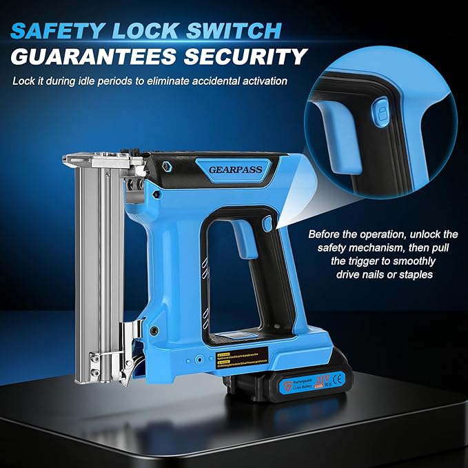 Cordless 18 Gauge Brad Nailer, 2-in-1 21V Nail Gun with 2횞2.0Ah Batteries & Charger, Fast Nailing, Includes 1000 Nails for Woodworking, Trim & Home Projects