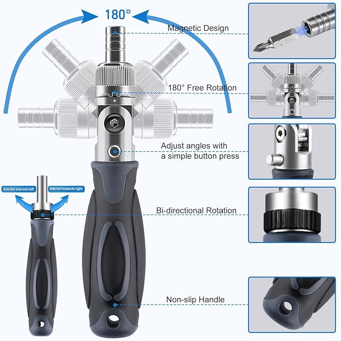 68-in-1 Ratcheting Screwdriver Set, Pocket Size, Versatile Ratchet Handle for Mechanics, DIY, Bicycle, Car, Electronics Maintenance (9902)