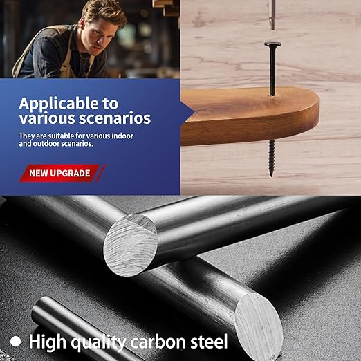 #14 x 3 Inch Outdoor Structural Wood Deck Screws (201Pcs/6lb), Carbon Steel, Black, Flat Head, Rust Resistant Epoxy Coated, T30 Star Bit