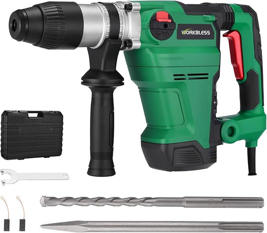 1-1/2 Inch SDS-MAX Heavy and Duty Rotary Hammer Drill: 13 Amp Corded Hammers Drill - Hammers Drill for Concrete Demolition Chipping, 3 Functions, 6 Speeds, Safety Clutch, 2 Chisel