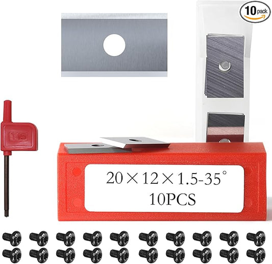 20mm 0.79" Carbide Inserts Cutters Paint Scraper Blades 2 Edges, for Handheld Scrapers Spiral Helical Planer Cutter Heads Flush Router Bits Woodturning Tools 10pcs