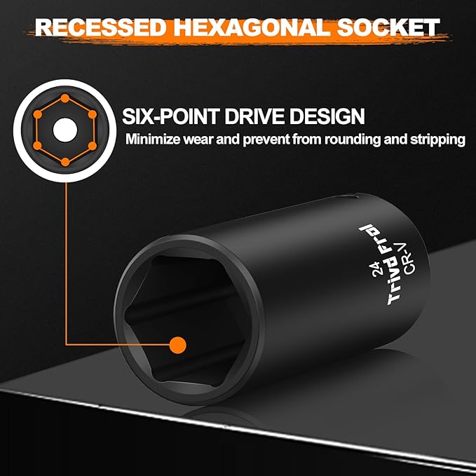 Impact Socket Wrench Set 1/2" Drive - Trivd Frol 65pcs Impact Socket Set Metric and Standard Full, Metric Socket Set 8-24mm & SAE Socket Set 3/8"-1-1/4", Shallow & Deep Socket Set, Extensions, Adapter