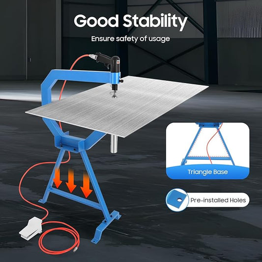 Pneumatic Planishing Hammer, 4 Inch Metal Shaping tools，Planishing Hammer Bending Machine with 1" 2" 3" Anvils and Foot Pedal, Power Hammer for Auto Body Repair, Blacksmithing, and Sheet Metal Work