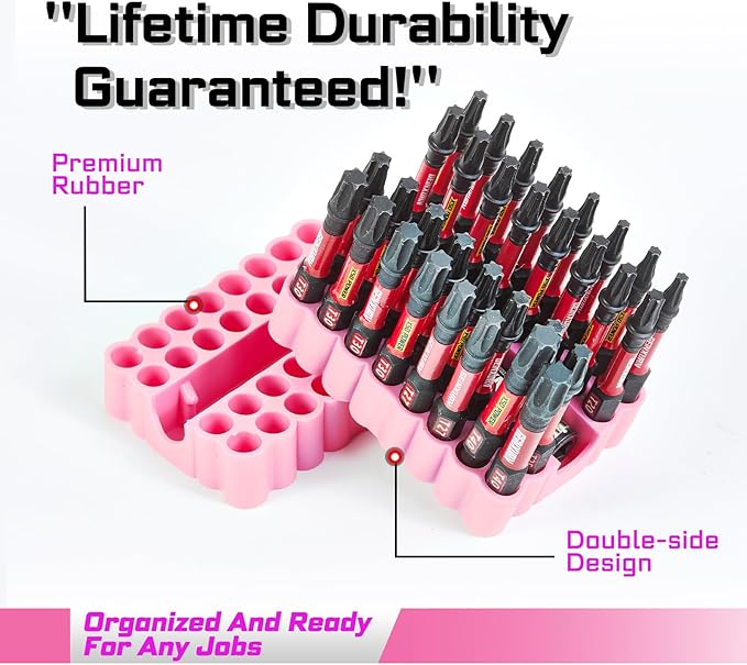 Impact Torx Screwdriver Bits Set, 33 Pieces 2?쒶agnetic S2 Steel Multi Star Driver Bits(T10-T40) and 1 Pc Bit Holder with Pink Soft Base