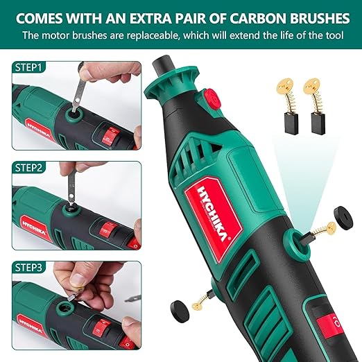 HYCHIKA 8000-35000RPM Variable Speed Rotary Tool,180W Rotary Tool With 179pcs Accessories,With Flex Shaft,Grinding Chain Bracket And Tool Bag,for Grinding,Cutting,Wood Carving,Sanding and Engraving