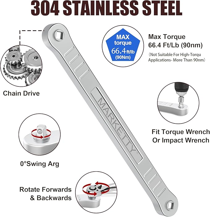 Offset Extension Wrench Impact Ready 3/8" for Tight Spaces, Wrench Extender Tool with 3/8", 1/4", 1/2" Square Drive Adapters and 1/4" Socket,Easy to Use,Speed Professional Offset Extension Wrench