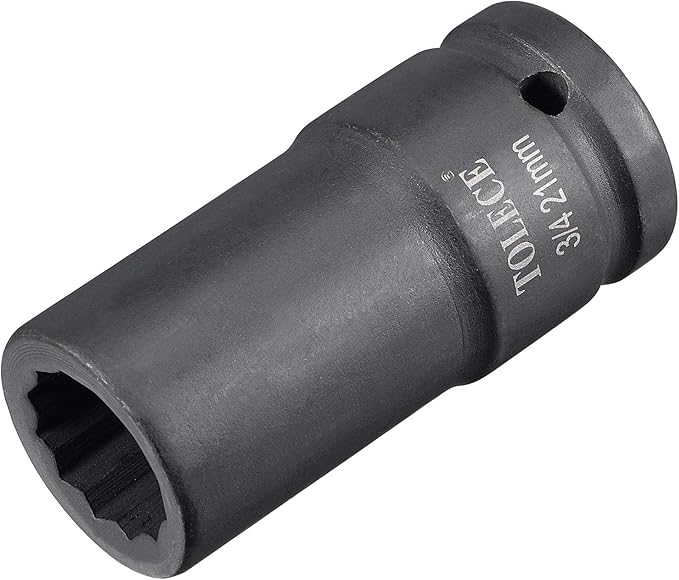 uxcell 3/4-Inch Drive 21mm 12-Point Deep Impact Socket, CR-MO Steel 78mm Length, Metric Sizes