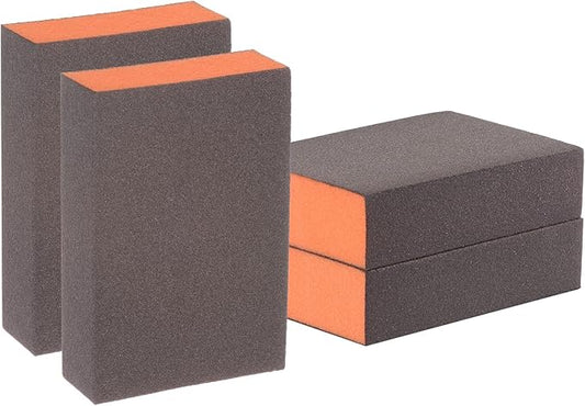 HARFINGTON 4pcs Sanding Sponge Blocks #280 (2000-2500 Grits) Wet/Dry Hand Sanding Sponges, 100x70x25mm Foam Sanding Block Pad for Polishing Kitchen Metal Wood Drywall Furniture, Brown&Orange