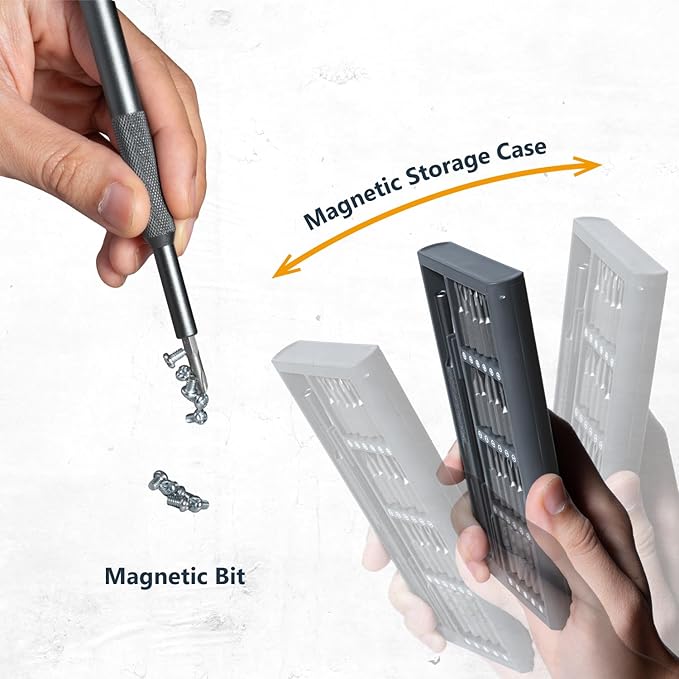 POWERTEC 50-in-1 Micro Precision Screwdriver Set ??Magnetic Repair Tool Kit with S2 Bits, Tweezers, Spudger & Aluminum Handle for Electronics, Phones, Laptops, Watches, Glasses & More (72277)