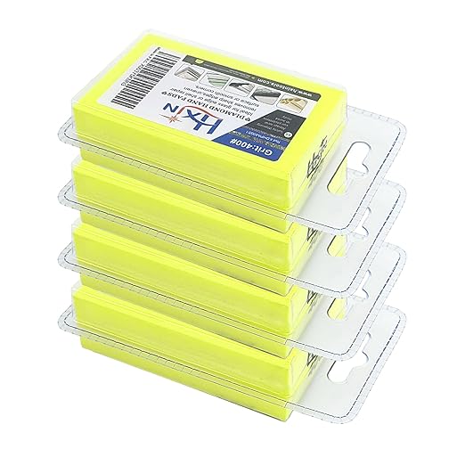 Diamond Hand Polishing Pad Diamond Sanding Block Foam Backed Diamond Sponge Sanding Pads for Wet or Dry Grinding polishing for Granite Marble Stone Tile Glass Ceramic (4, 400# Square)